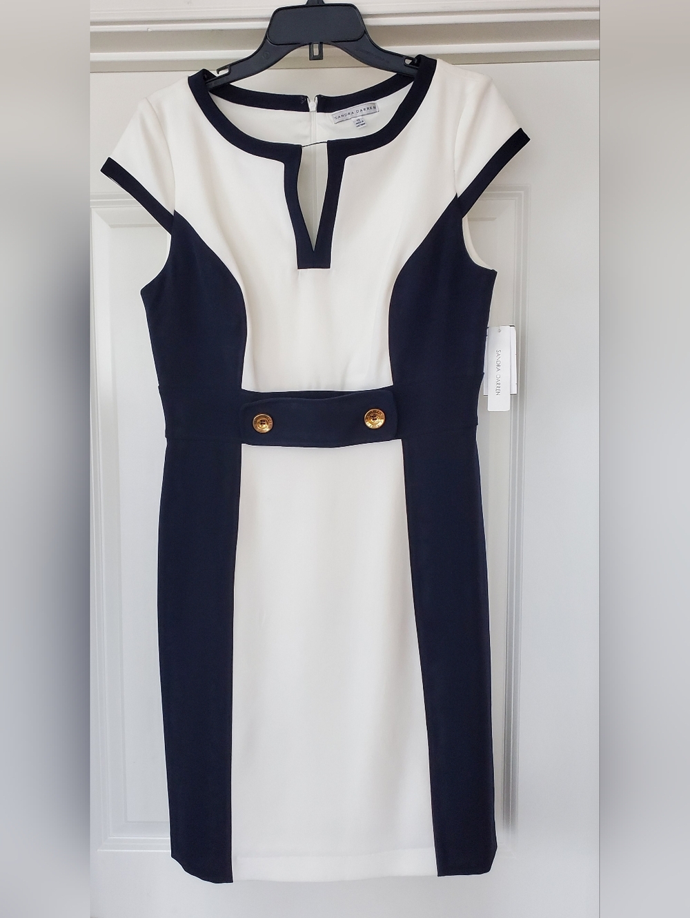 Sandra Darren Navy & White Cocktail Dress NWT